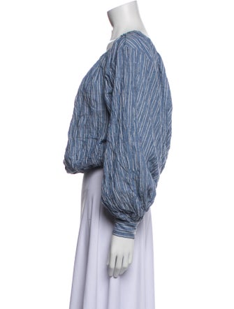 Nili Lotan Striped Bateau Neckline Crop Top