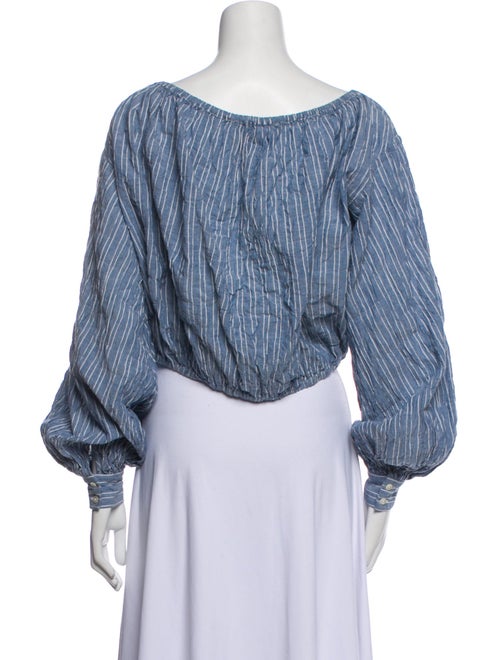 Nili Lotan Striped Bateau Neckline Crop Top