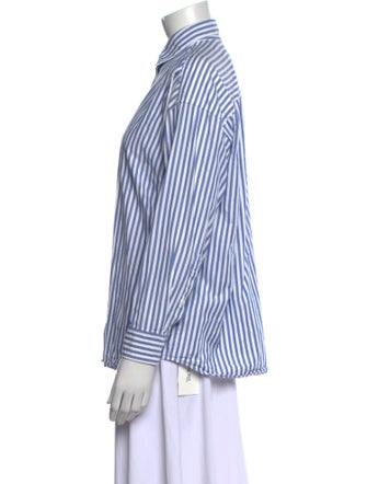 Nili Lotan Striped Long Sleeve Button-Up Top