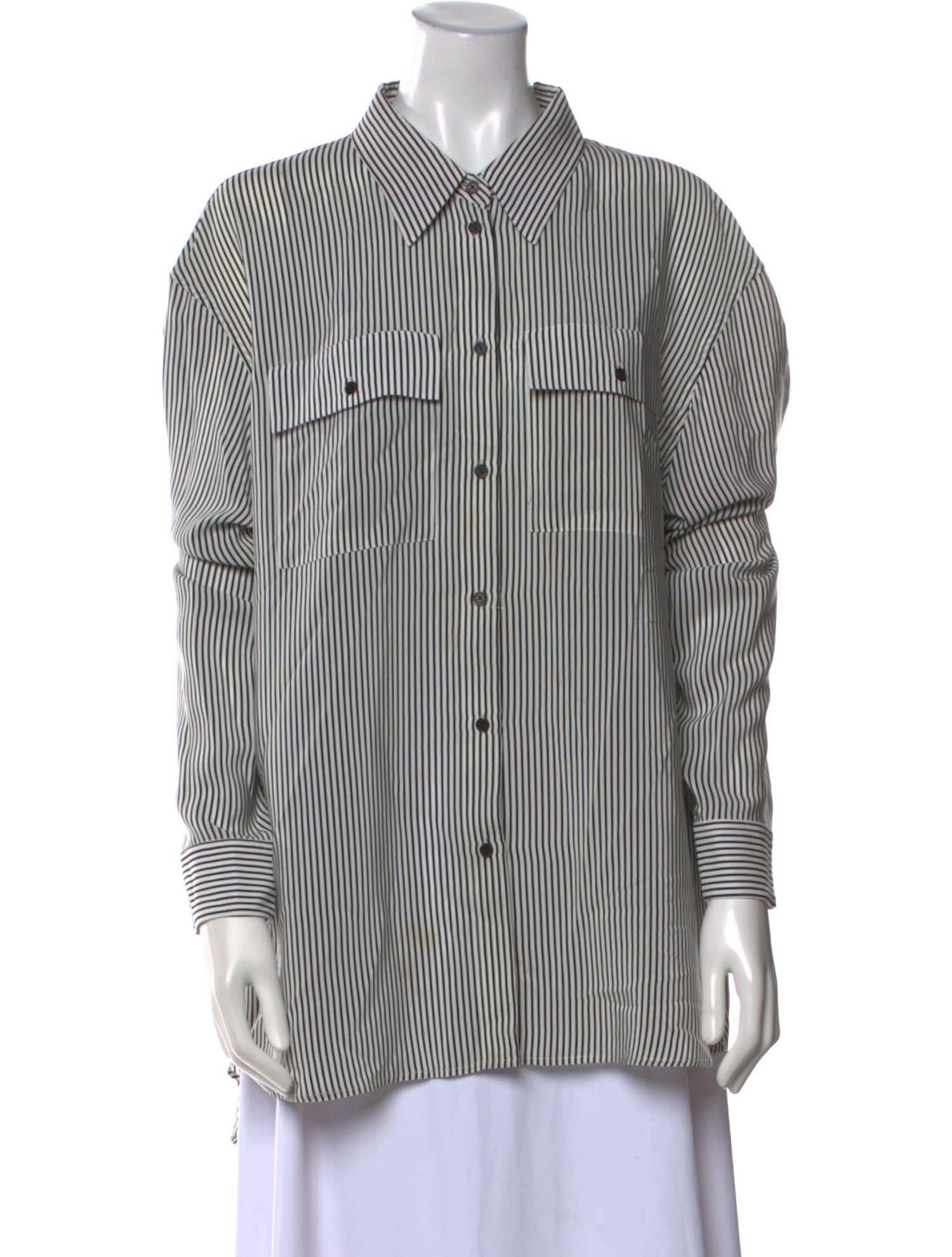 Nili Lotan Silk Striped Button-Up Top