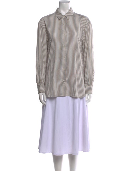 Nili Lotan Striped Long Sleeve Button-Up Top