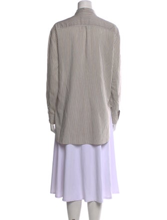 Nili Lotan Striped Long Sleeve Button-Up Top