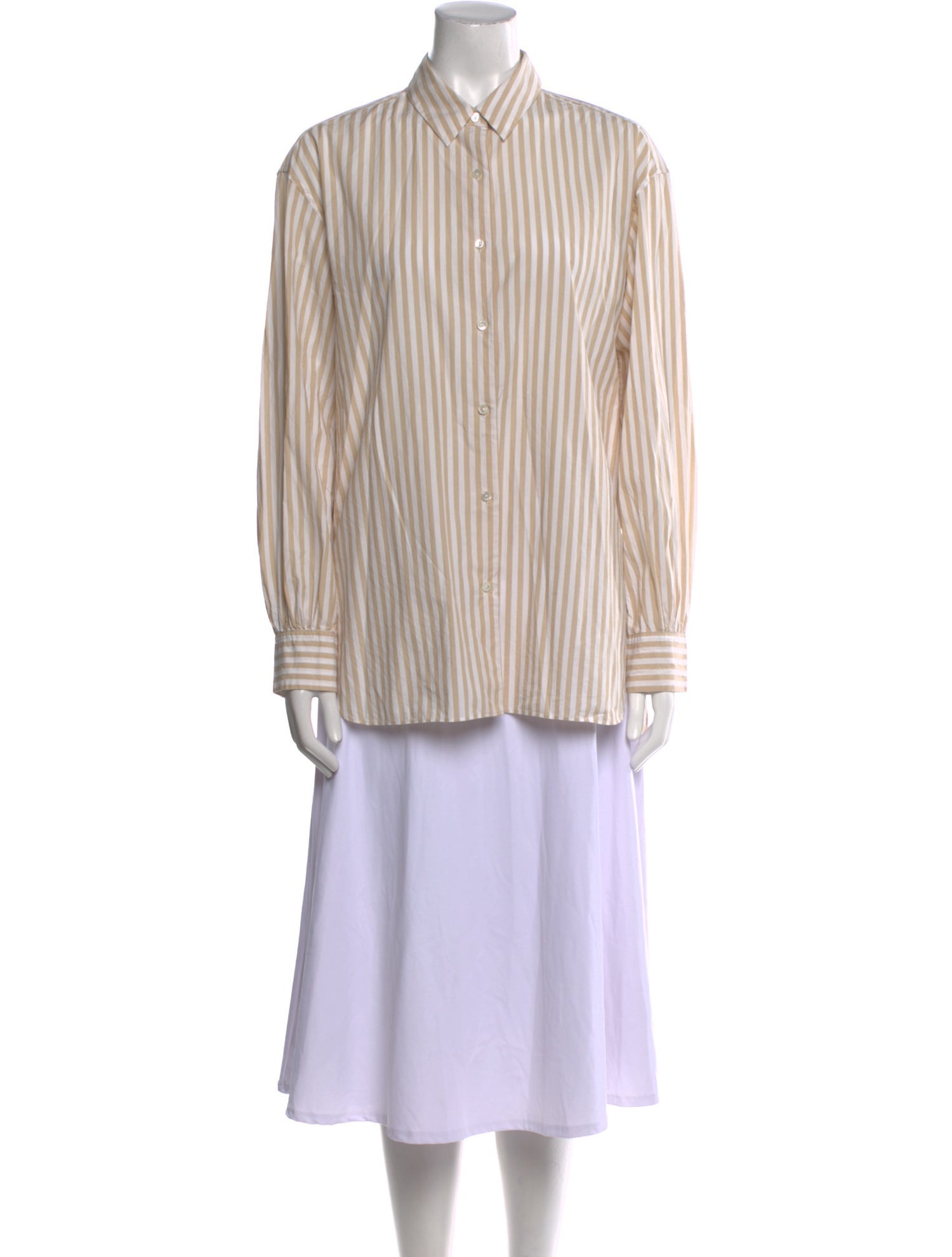 Nili Lotan Striped Long Sleeve Button-Up Top