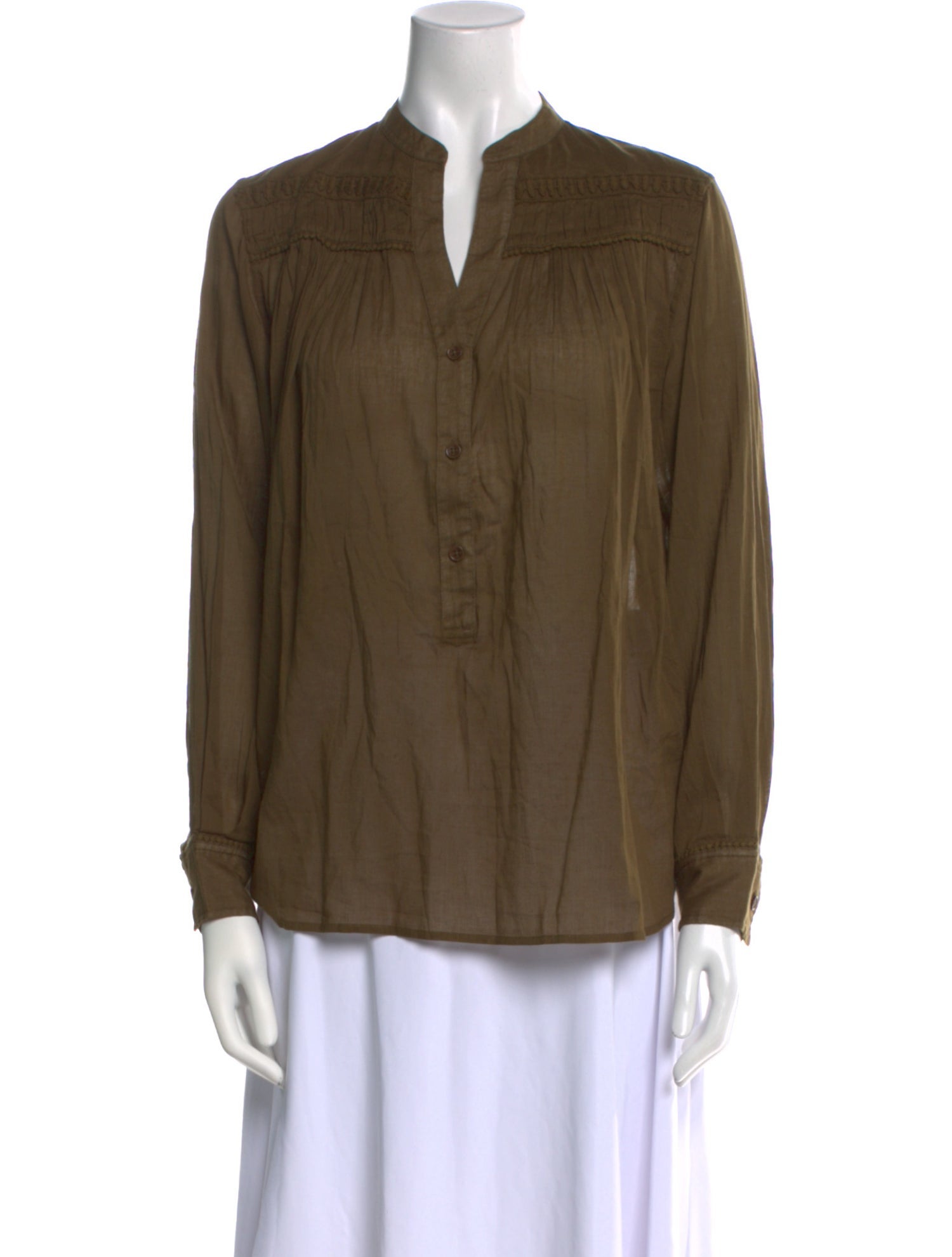 Nili Lotan V-Neck Long Sleeve Blouse