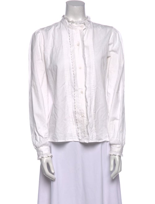 Nili Lotan Mock Neck Long Sleeve Button-Up Top