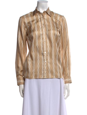 Nili Lotan Silk Striped Button-Up Top
