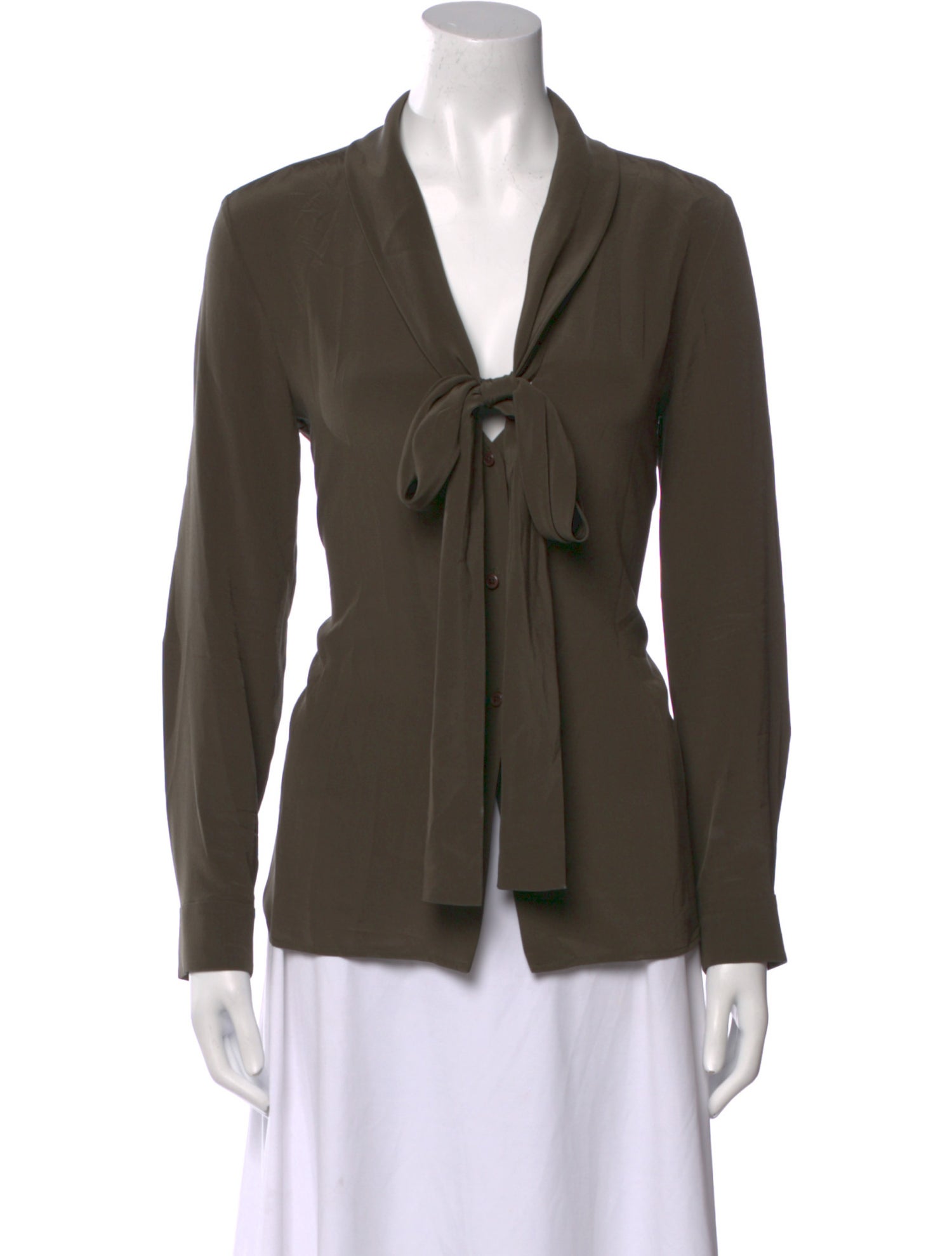 Nili Lotan Silk Tie Neck Blouse