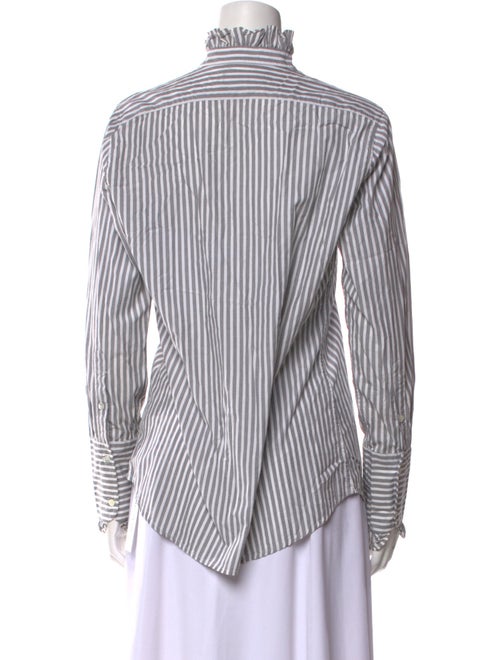 Nili Lotan Striped Mock Neck Button-Up Top