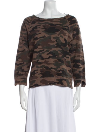 Nili Lotan Camouflage Print Bateau Neckline Top