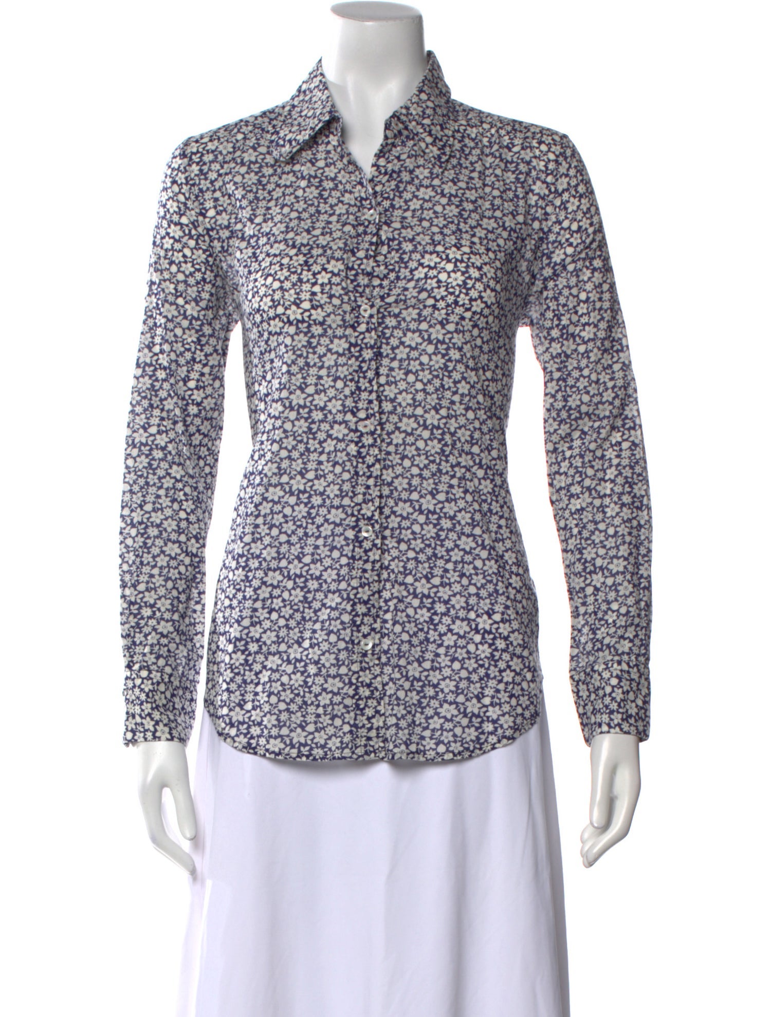 Nili Lotan Printed Long Sleeve Button-Up Top w/ Tags