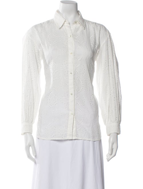 Nili Lotan Lace Pattern Long Sleeve Button-Up Top