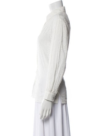 Nili Lotan Lace Pattern Long Sleeve Button-Up Top