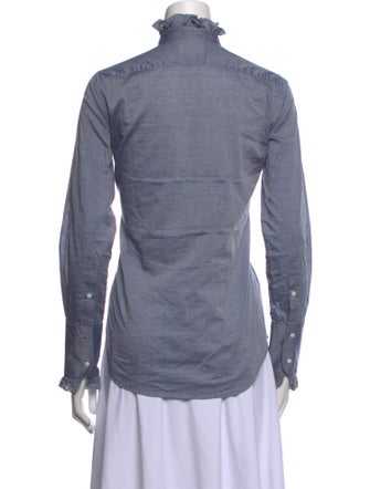 Nili Lotan Mock Neck Long Sleeve Button-Up Top