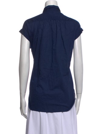 Nili Lotan Mock Neck Short Sleeve Button-Up Top