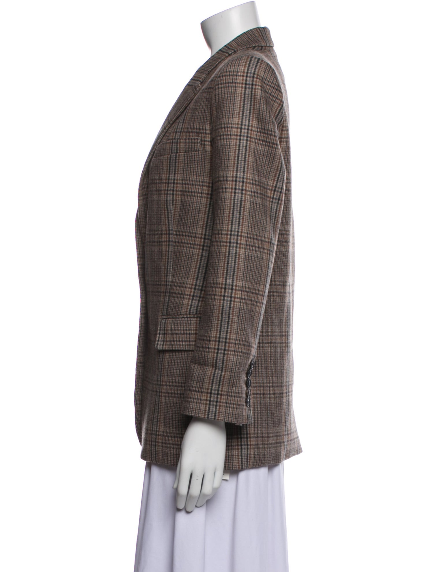 Nili Lotan Wool Plaid Print Blazer