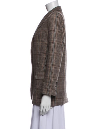 Nili Lotan Wool Plaid Print Blazer