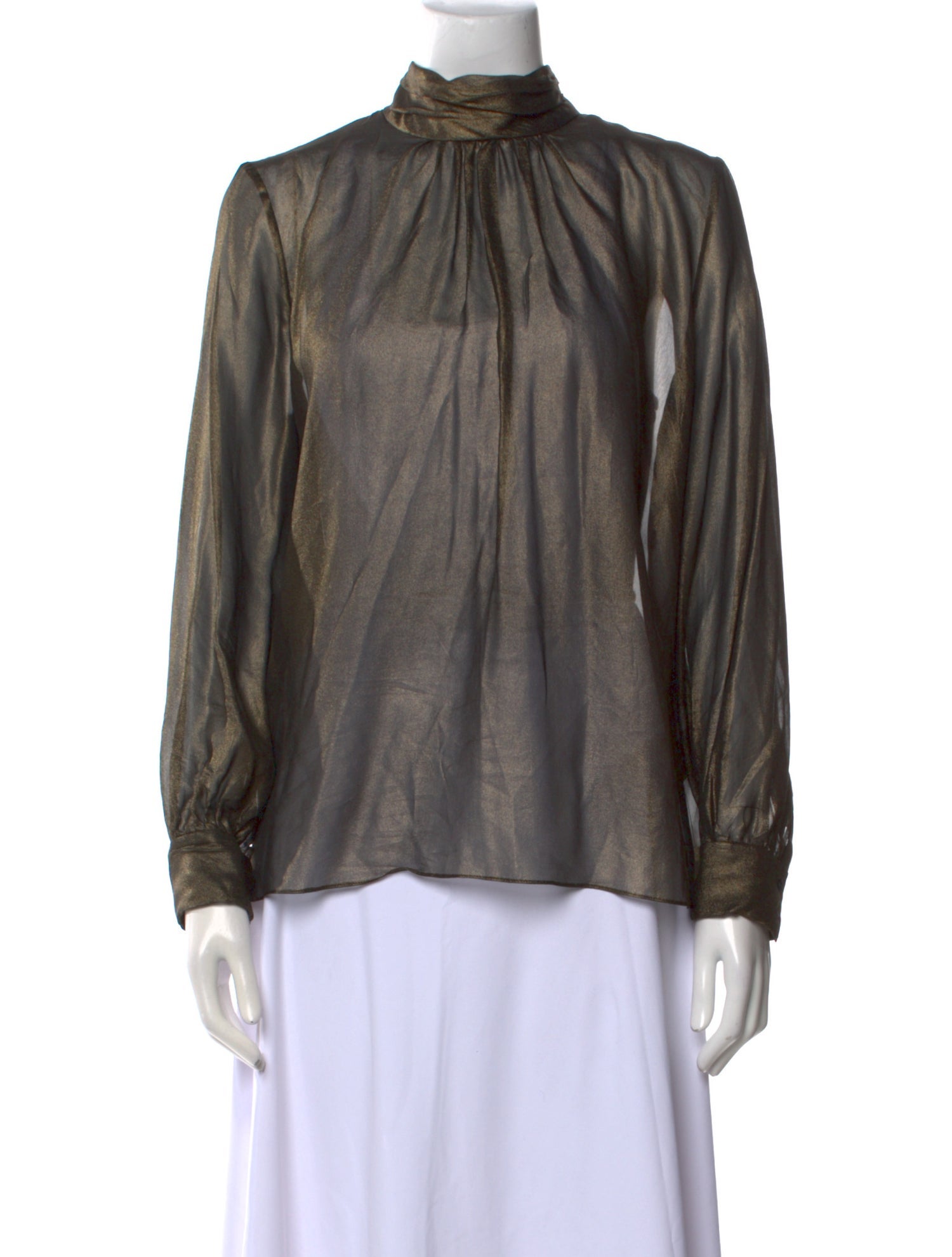 Nili Lotan Silk Mock Neck Blouse