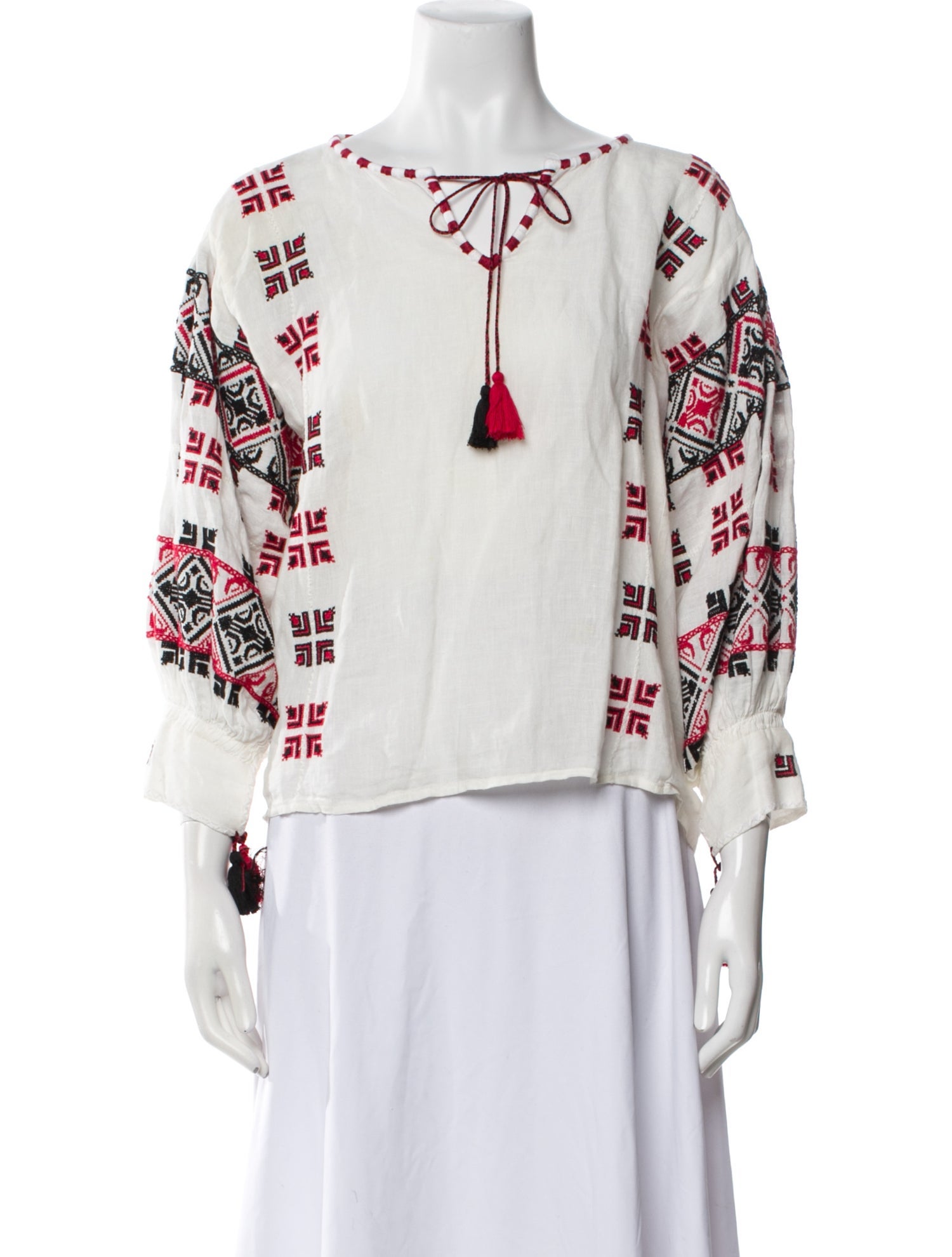 Nili Lotan Linen Printed Blouse