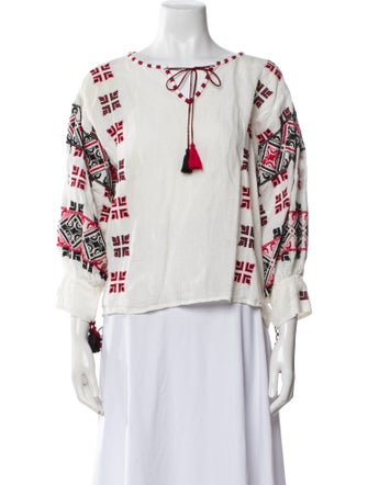 Nili Lotan Linen Printed Blouse
