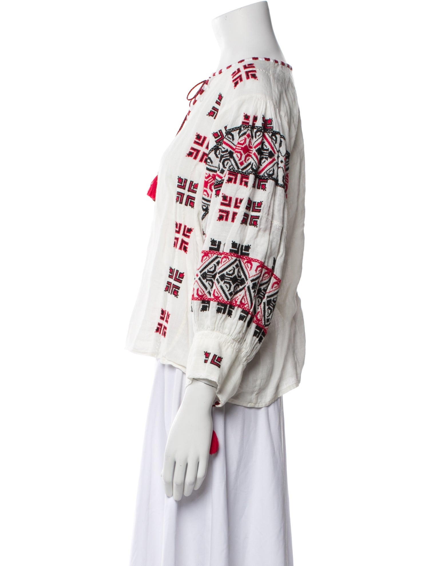 Nili Lotan Linen Printed Blouse