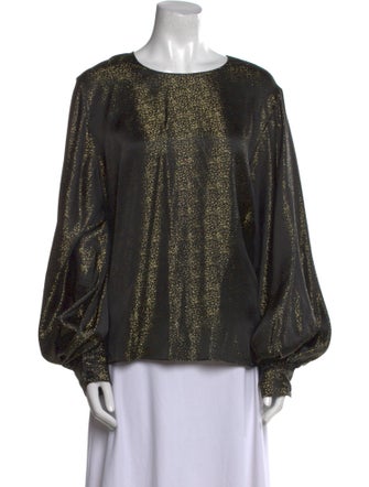 Nili Lotan Scoop Neck Long Sleeve Blouse