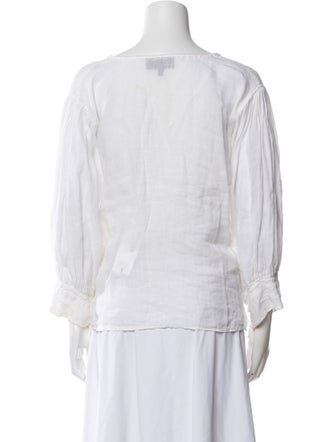 Nili Lotan Linen V-Neck Blouse