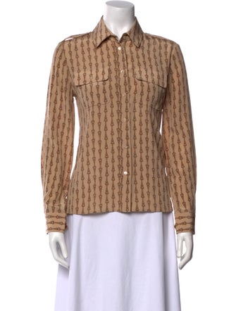 Nili Lotan Silk Printed Button-Up Top