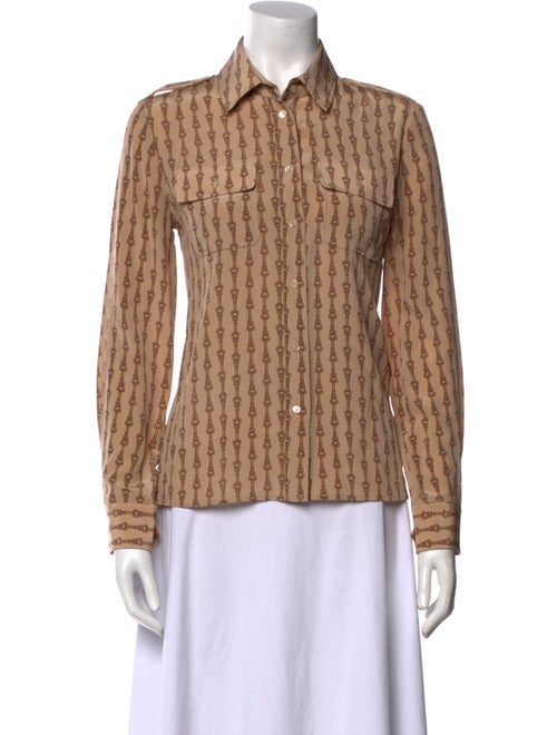 Nili Lotan Silk Printed Button-Up Top