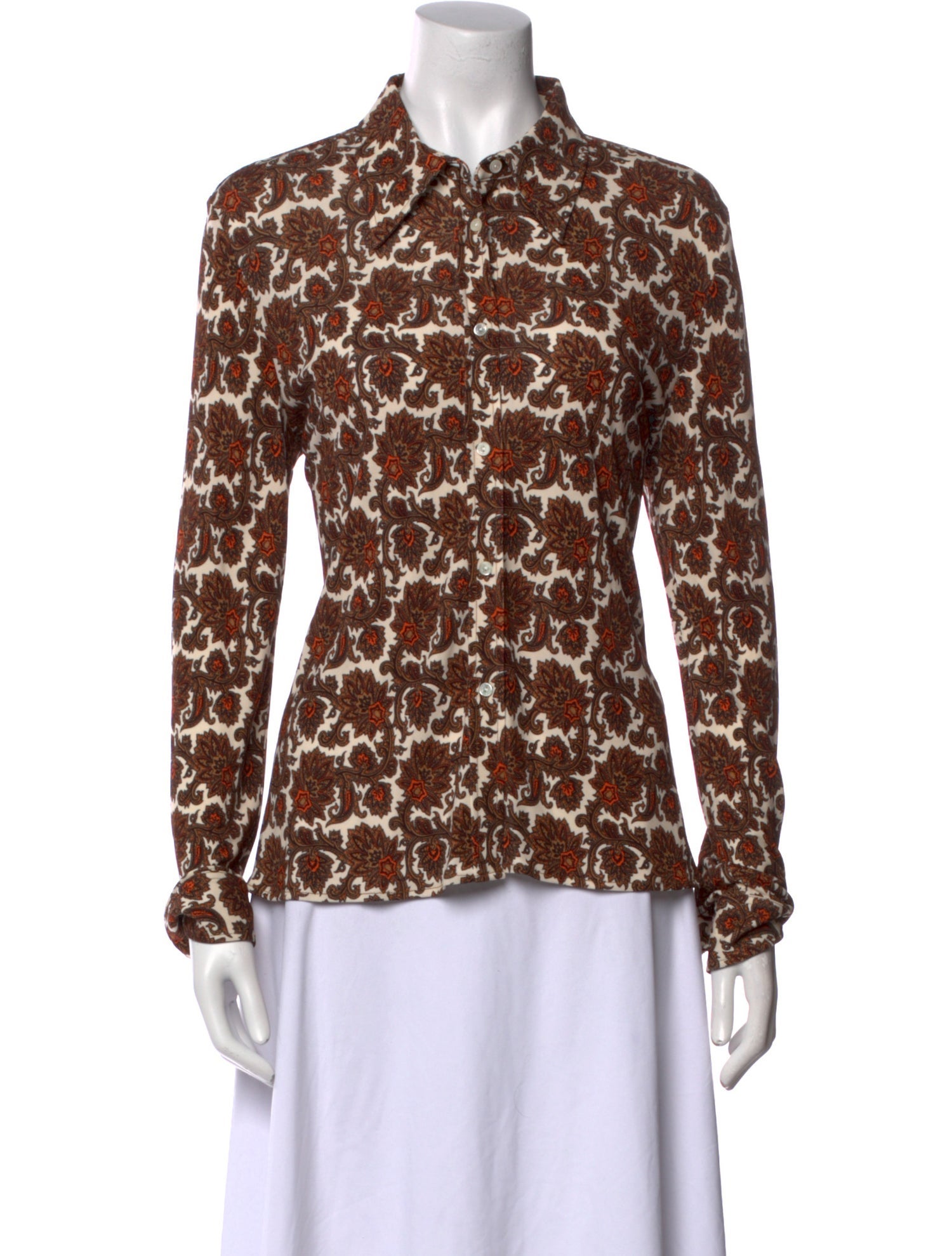 Nili Lotan Printed Long Sleeve Button-Up Top