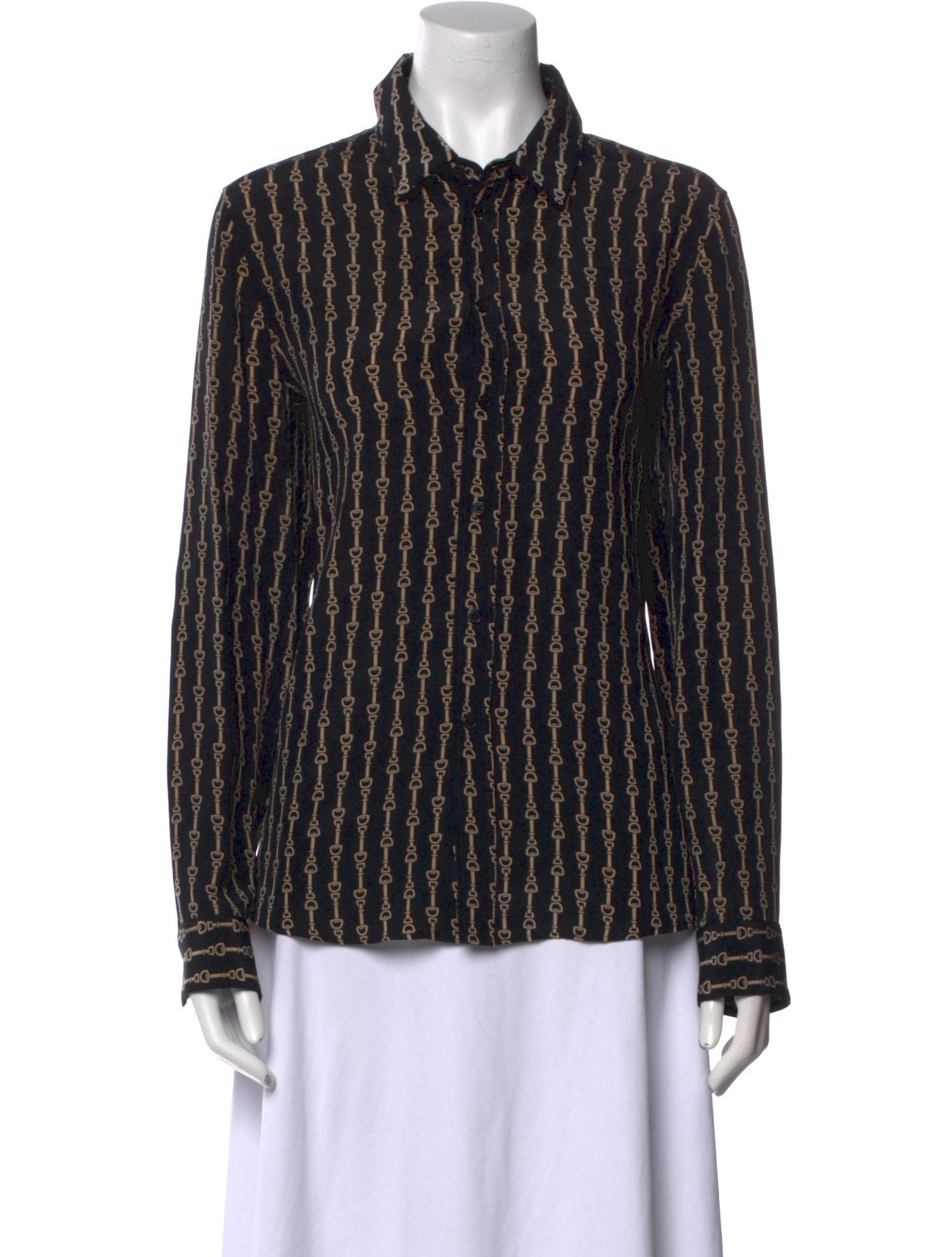 Nili Lotan Silk Printed Button-Up Top