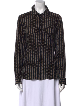 Nili Lotan Silk Printed Button-Up Top