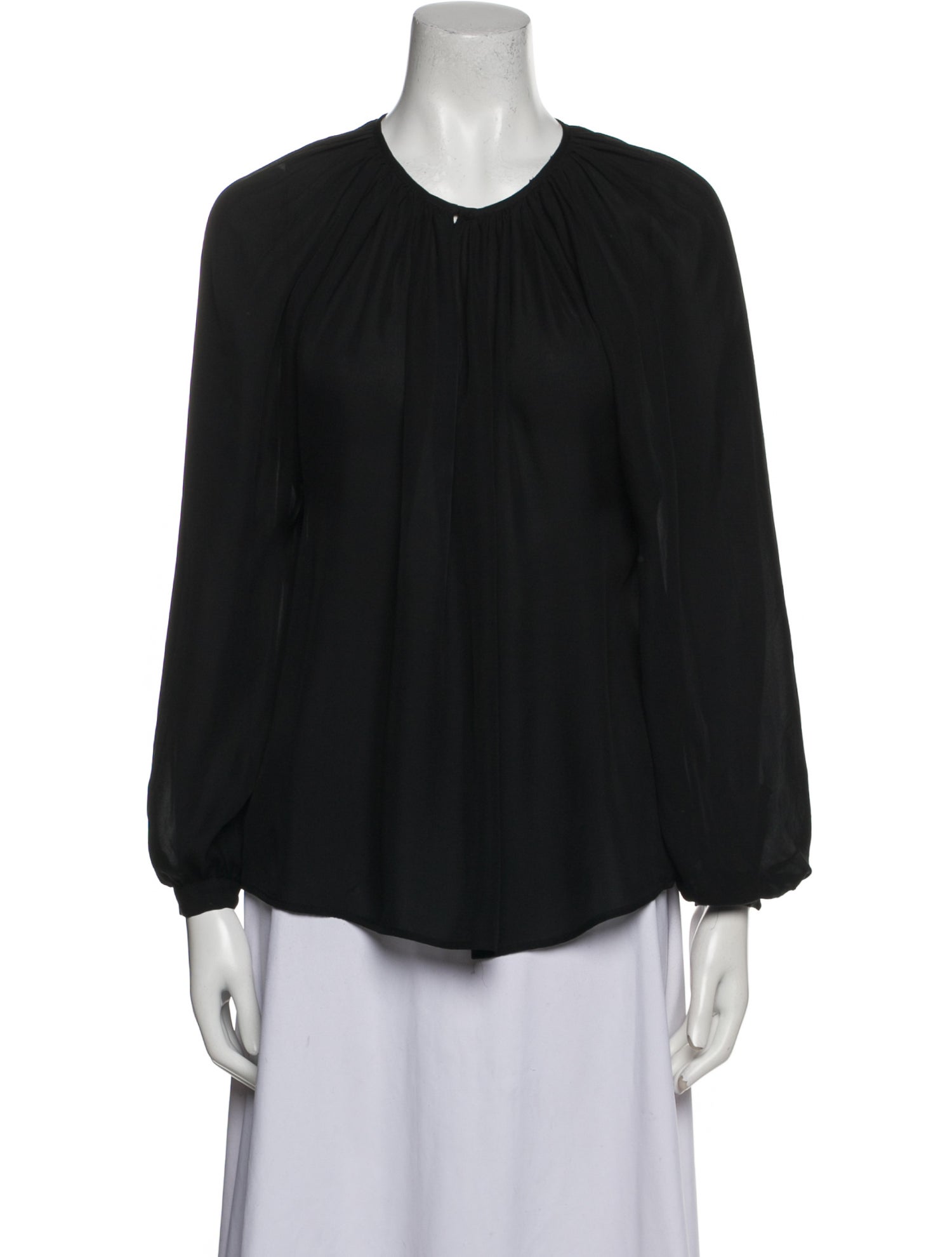 Nili Lotan Crew Neck Three-Quarter Sleeve Blouse