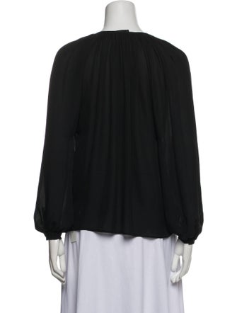 Nili Lotan Crew Neck Three-Quarter Sleeve Blouse