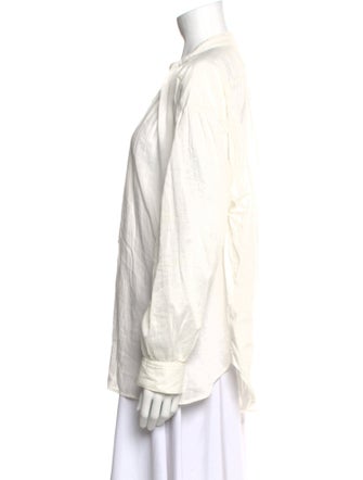 Nili Lotan Mock Neck Long Sleeve Button-Up Top