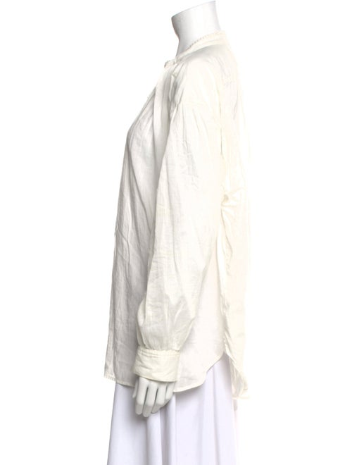 Nili Lotan Mock Neck Long Sleeve Button-Up Top