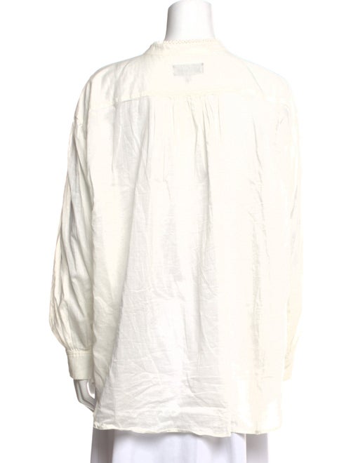 Nili Lotan Mock Neck Long Sleeve Button-Up Top