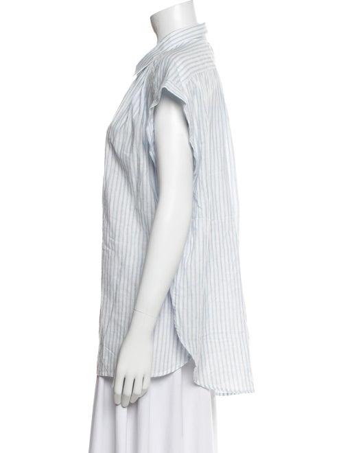 Nili Lotan Striped Short Sleeve Button-Up Top