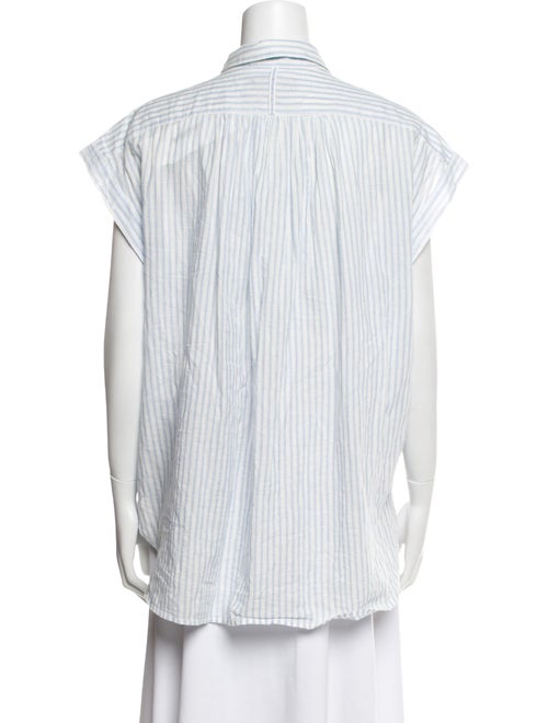 Nili Lotan Striped Short Sleeve Button-Up Top