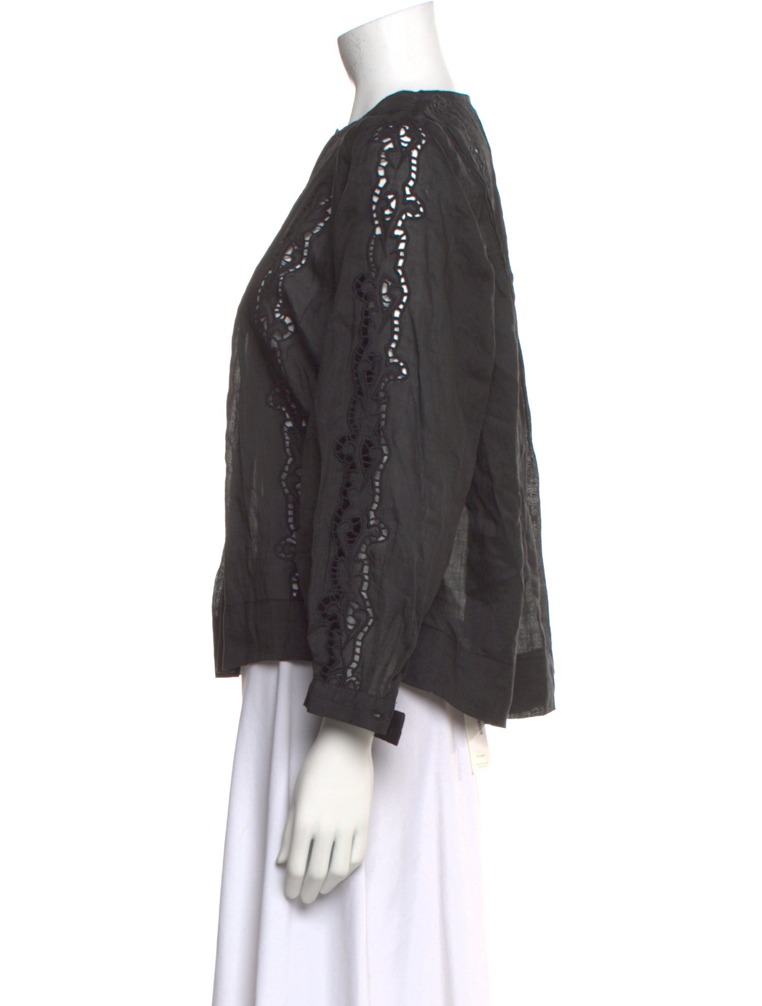 Nili Lotan Crew Neck Three-Quarter Sleeve Blouse