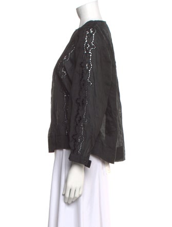 Nili Lotan Crew Neck Three-Quarter Sleeve Blouse