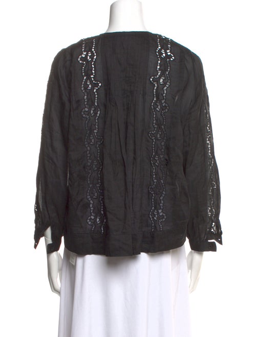 Nili Lotan Crew Neck Three-Quarter Sleeve Blouse