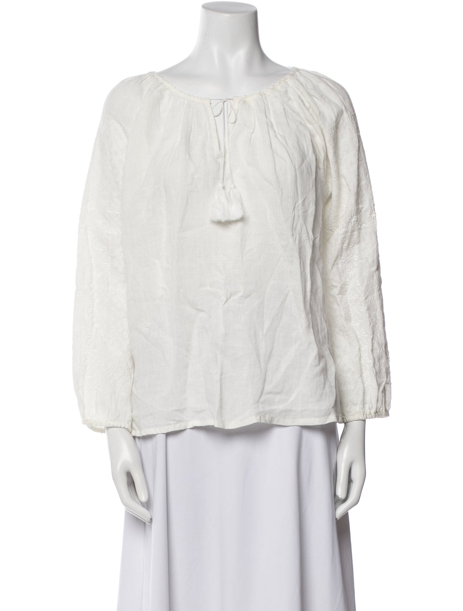 Nili Lotan Linen Bateau Neckline Blouse