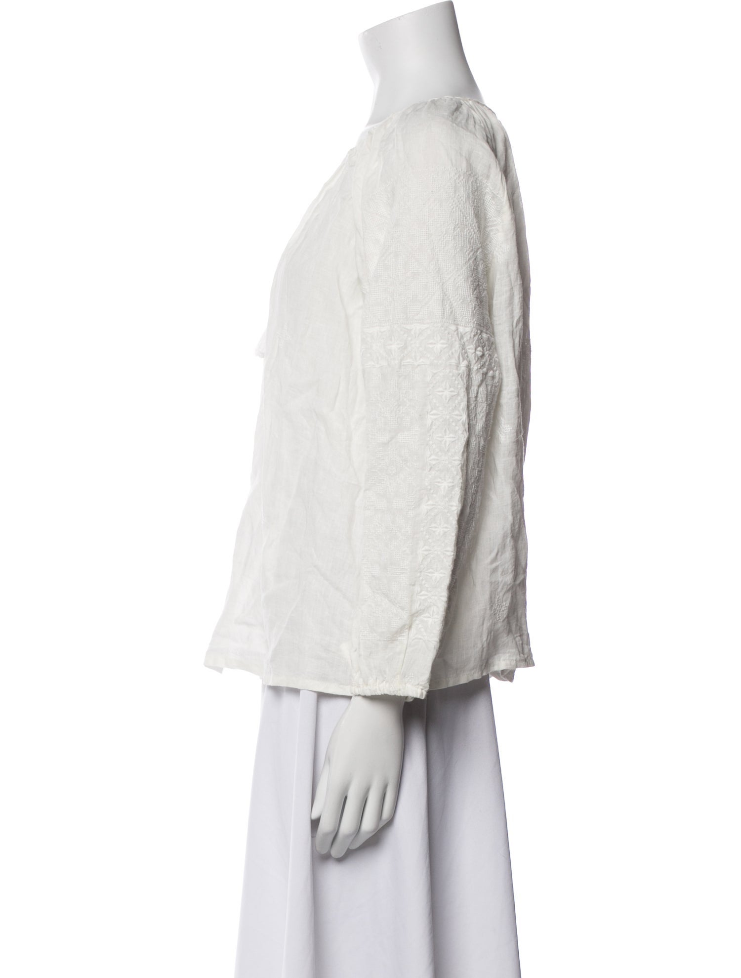 Nili Lotan Linen Bateau Neckline Blouse