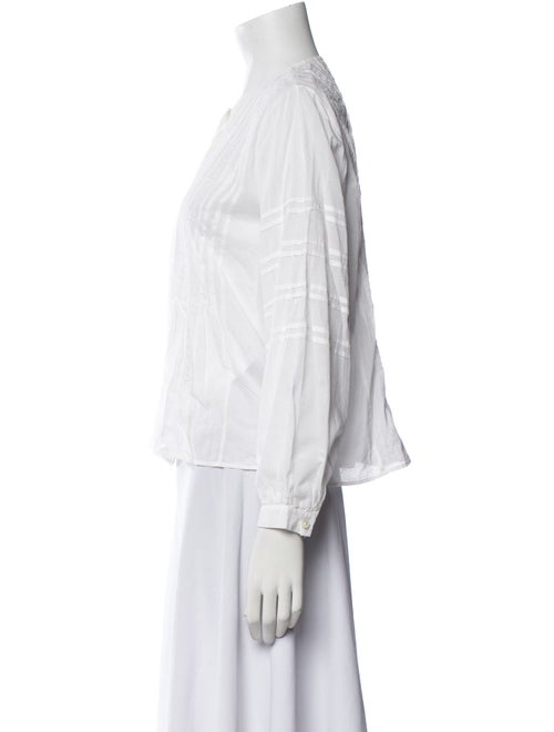 Nili Lotan Mock Neck Three-Quarter Sleeve Button-Up Top