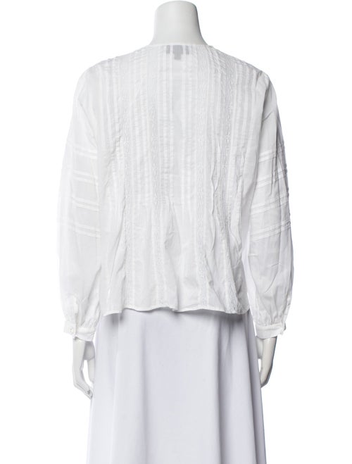 Nili Lotan Mock Neck Three-Quarter Sleeve Button-Up Top