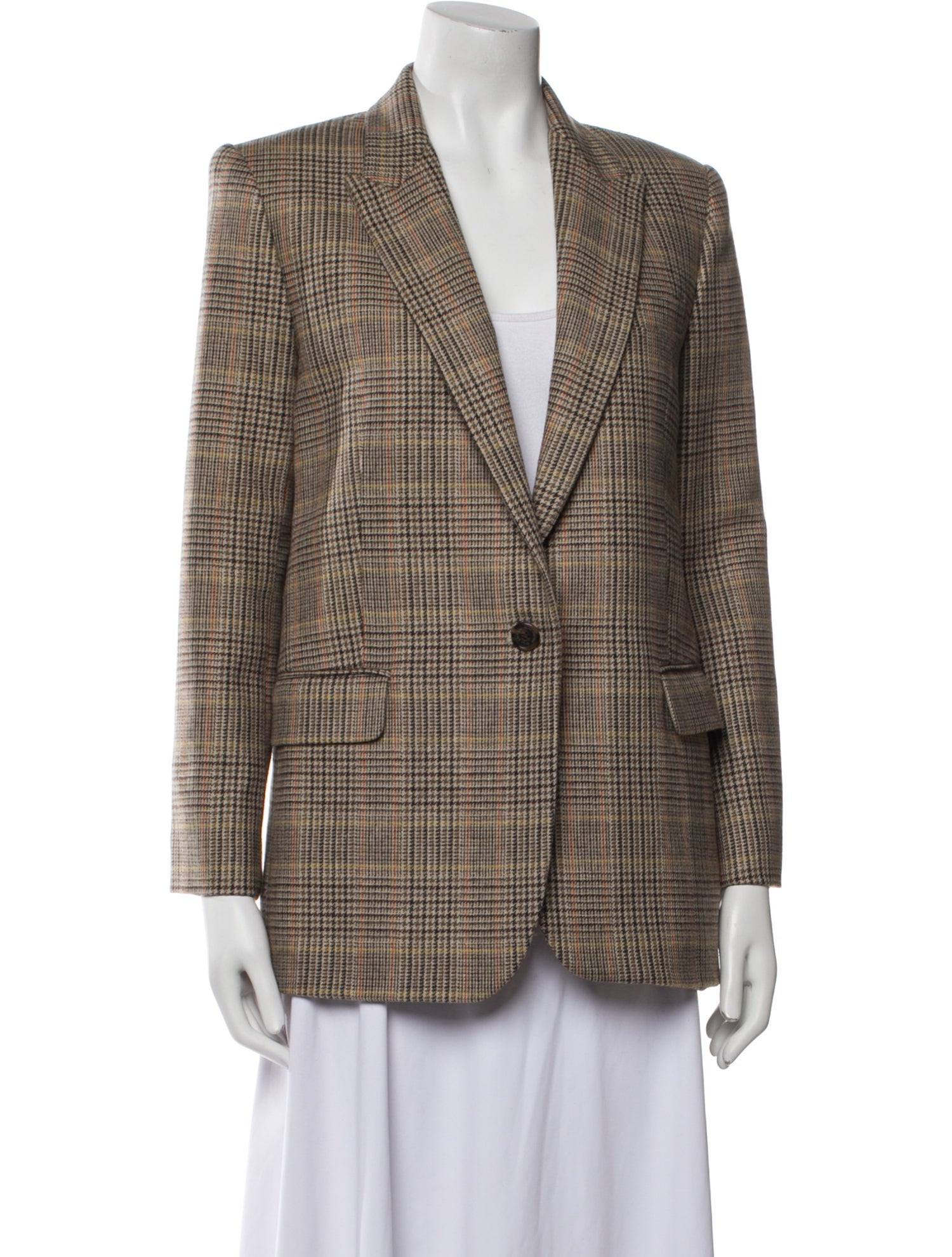 Nili Lotan Virgin Wool Plaid Print Blazer