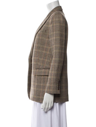 Nili Lotan Virgin Wool Plaid Print Blazer