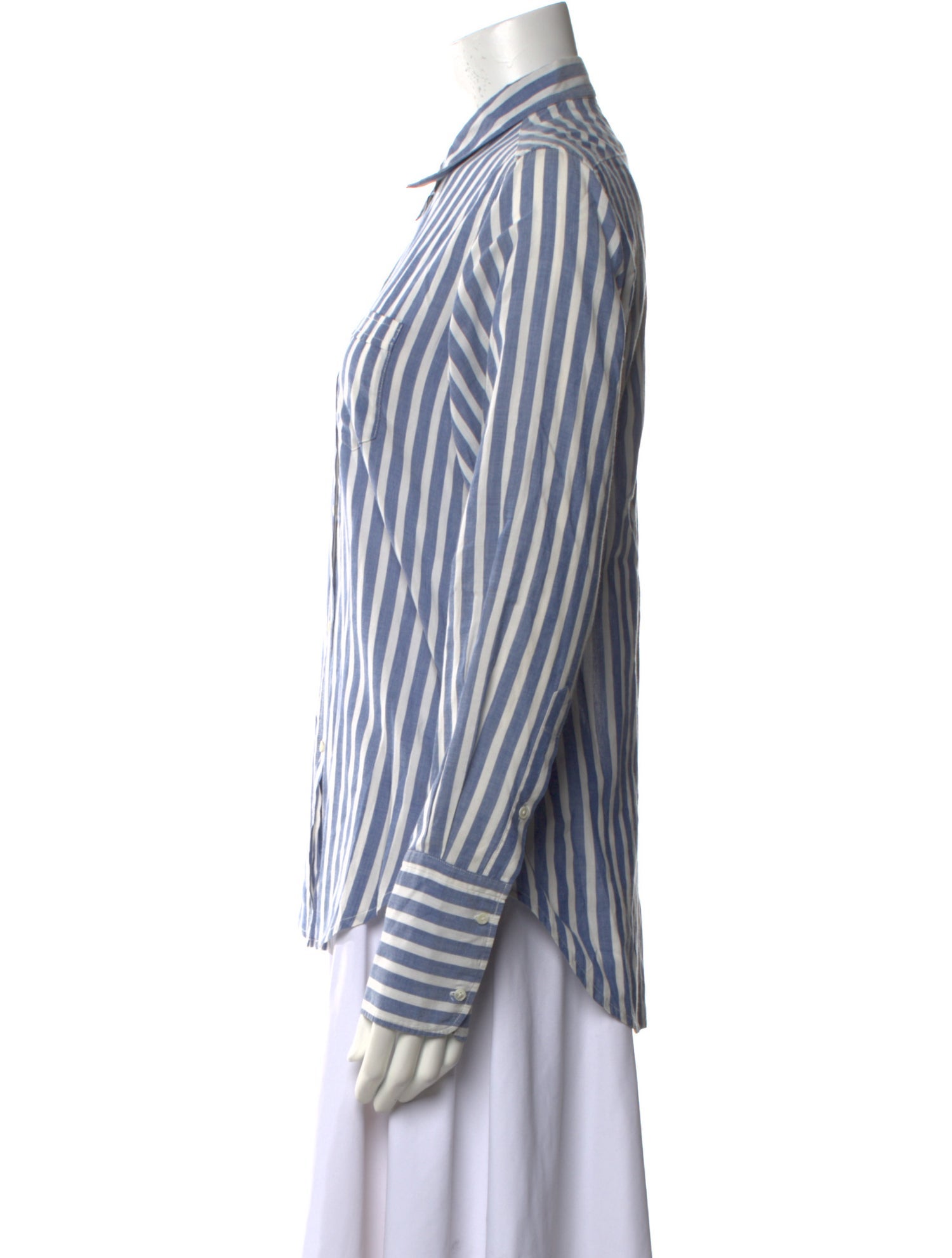Nili Lotan Striped Long Sleeve Button-Up Top