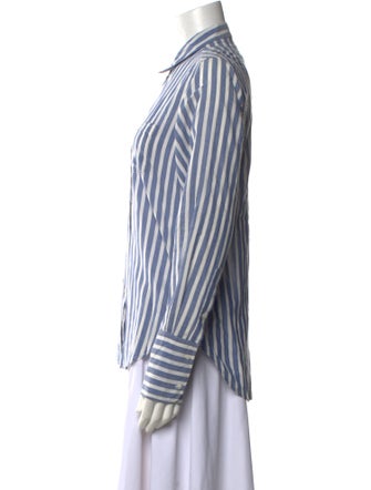 Nili Lotan Striped Long Sleeve Button-Up Top