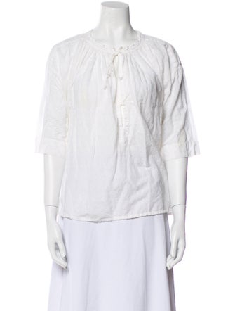 Nili Lotan Lace Pattern Crew Neck Blouse